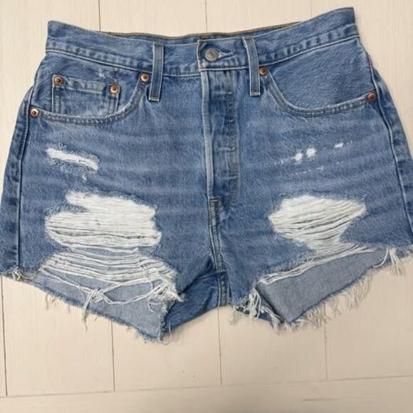 Levi's Pants - Levi’s 501 Button-Fly Cut-Off Denim Shorts – Distressed, Raw Hem, W28